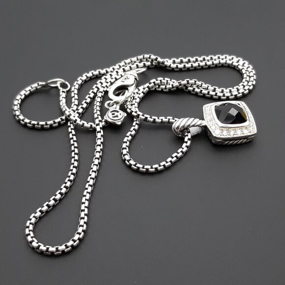 David Yurman Petite Albion Necklace Black Onyx and Diamonds - Picture 6 of 6
